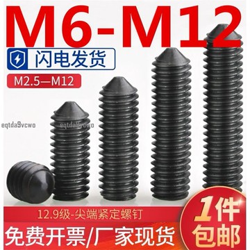 台灣發貨💯（M6-M12）12.9級高強度尖端內六角緊定螺絲釘機米無頭基米頂絲M6M8M10M12