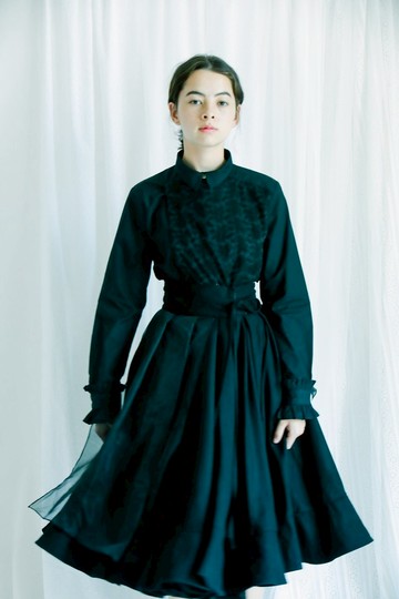 半身波浪裙邊圍裹裙