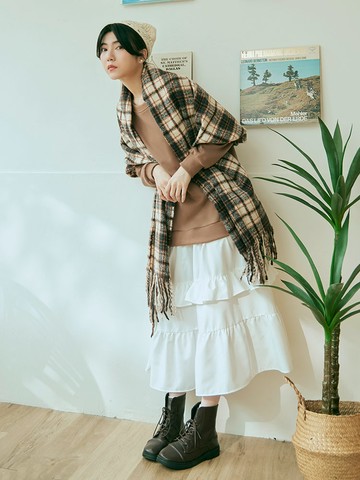 假兩件蛋糕裙襬拼接洋裝