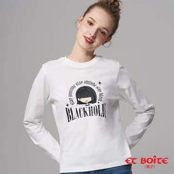 【首降買1送1】LIZ頭像刺繡美式長TEE(白) - BLUE WAY ET BOîTE 箱子