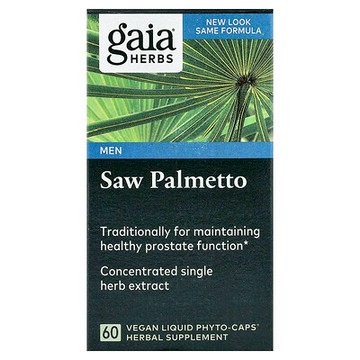 Gaia Herbs, 鋸棕櫚，男性使用，60 粒純素液體植物膠囊。