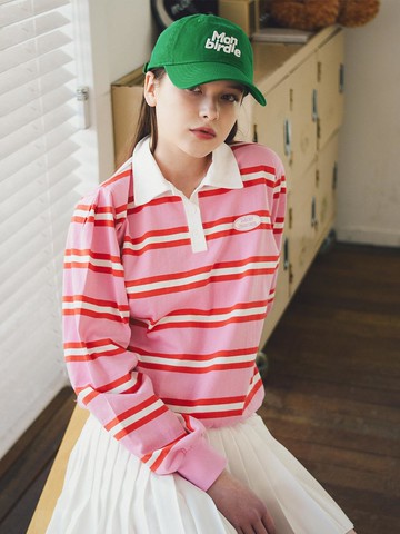 Jane Stripe Rugby T-shirt Golf [Pink]