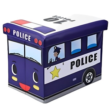 卡通玩具收納箱 多種物品收納  40 x 25 x 32cm  藏青色警車  1個