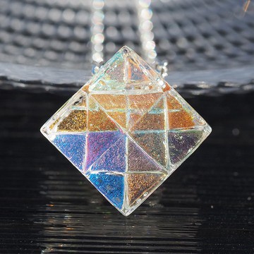 【More Premium】極光幸運玻璃項鍊 三角 925銀 可改擴香 接單製