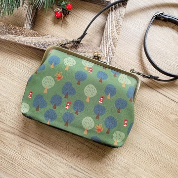 草綠色漂亮園林 口金包 仕女包 側背斜背包 防潑水布包 小紅帽