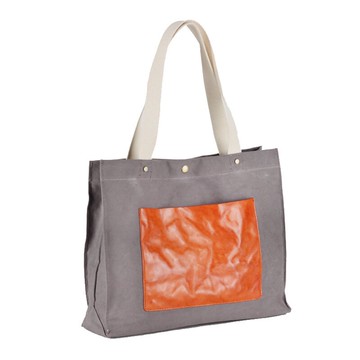 現貨+預購 單肩包帆布手提包-拼接植鞣皮防潑水大容量男女包包4色73xo44【獨家進口】【米蘭精品】