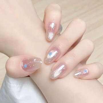 🎀台灣出貨🎀手工穿戴甲 清透海莉追光貓眼流星雨美甲氣質顯白ins氛圍感可拆卸短🎀