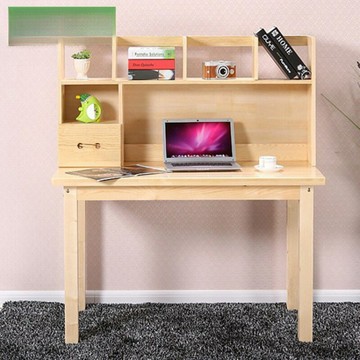 免運 開立發票  實木書桌家用學習桌書架一體初中學生筆記本電腦桌寫字桌