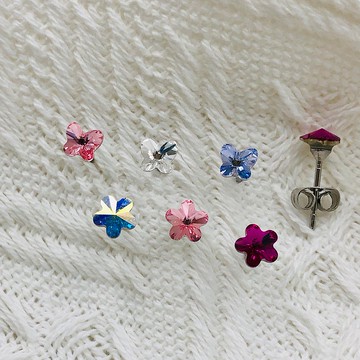 生日禮物/送禮【花/蝶】醫療鋼單鑽耳針|奧地利高端水鑽耳環