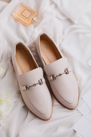 畢業【維納斯】全真皮馬銜釦樂福鞋_裸粉 | 手工訂製 | MIT大尺碼