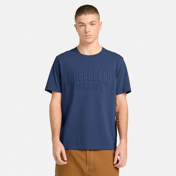 Timberland 男款藍色刺繡LOGO短袖T恤｜A6QVVEYO