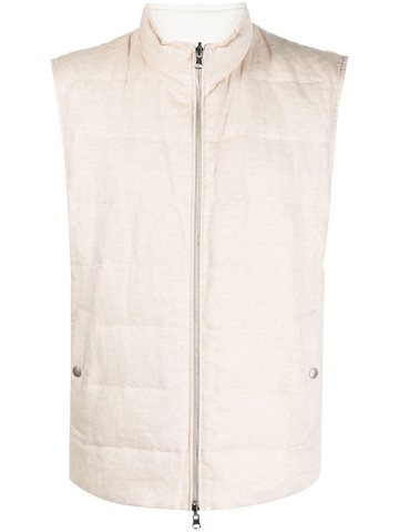 Eleventy - zip-up padded gilet - men - Wool/Linen/Flax/Polyamide/Polyester - 58 - Neutrals