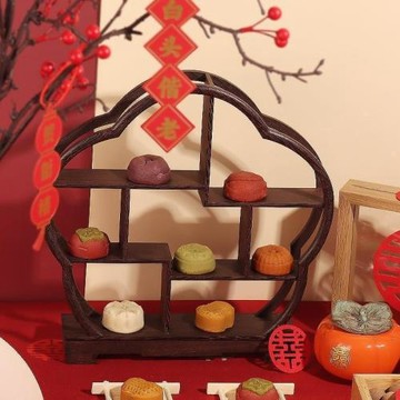 訂婚糕點甜品臺擺臺擺件婚禮擺盤架子中式展示架梅花茶點盤點心架