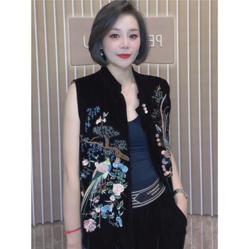 時尚國風唐裝馬夾女2025秋季新款高端名媛氣質設計感重工刺繡上衣