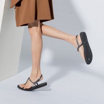 綁帶T字涼鞋 顯瘦輕量涼拖鞋 防滑防水雨鞋 爵士黑