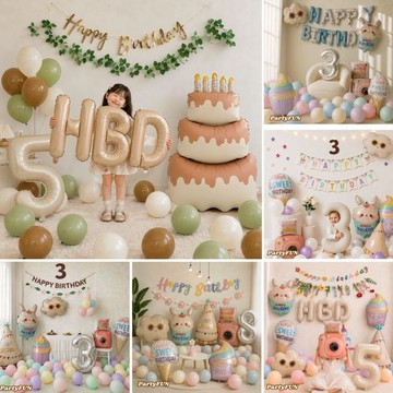 生日 女寶生日佈置 女寶週歲佈置 週歲生日 女童生日 生日氣球佈置 氣球派對 派對佈置 周歲佈置 拍照背景 HBD005