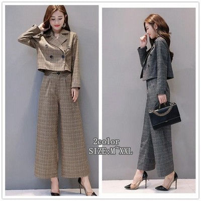 チェック柄 セットアップ レディース ワイドパンツ 30代 40代 結婚式 スーツジャケット 春秋夏 ガウチョパンツ 上品 入学式 卒業式 通勤 大きいサイズ おしゃれ 通販 Lineポイント最大get Lineショッピング