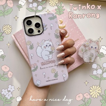 Twinko💗[CA2077]❥趙露思最愛兔茸茸聯名4.0綠野仙蹤-拿花奶豆貓/二合一菲林殼防摔殼/磁吸殼/Iphone