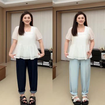 【胖佳佳】涼皮牛仔 牛仔褲夏季薄款百搭松緊腰休閑長褲