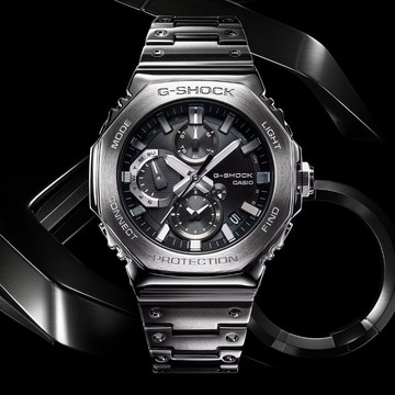 【CASIO 卡西歐】G-SHOCK 藍牙 太陽能電力 率性酷黑 全金屬 八角形錶殼 GMC-B2100D-1A_46.3mm