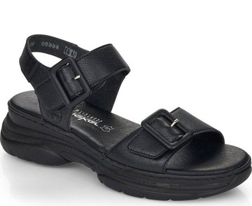 RIEKER BLACK CASUAL OPEN SANDALS 黑色女款鞋子