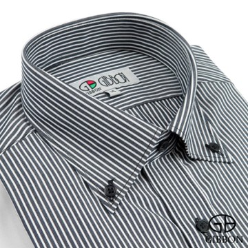 GIBBON 純棉條紋長袖襯衫‧黑色