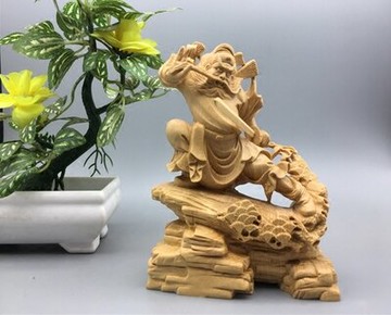 新品小葉黃楊木雕鎮宅辟邪引福鐘馗家居飾品擺工藝品1入