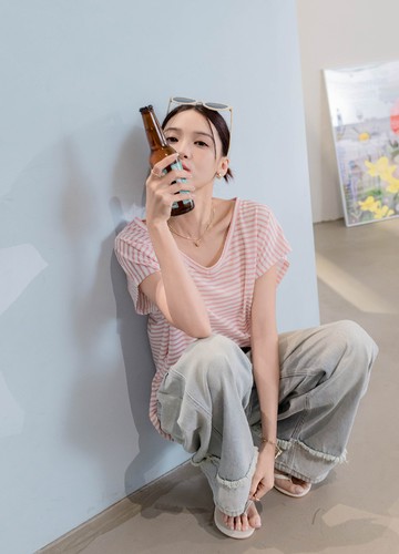 夏日橫紋棉質上衣