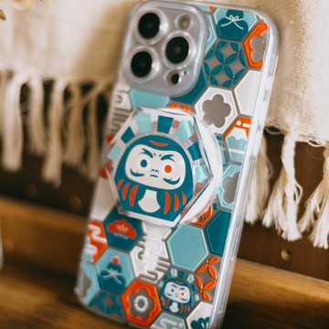 【磁吸手機座】六角達摩 / 藍紅