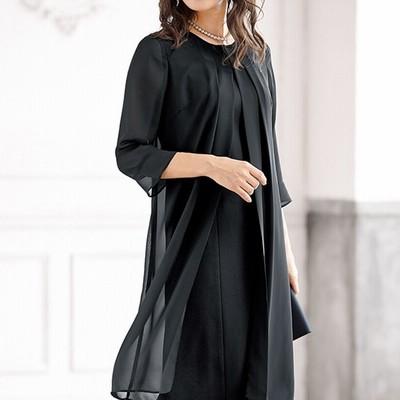 ベルーナ 洗えるストレッチ ゆったりデザインワンピース 黒 13ar レディース 通販 Lineポイント最大get Lineショッピング