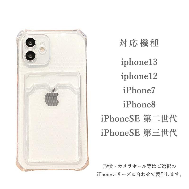 iPhoneケース カード収納 背面 TPU iPhone 13 12 7 8 se 2 3 クリア