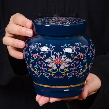 茶葉罐陶瓷琺瑯彩小號高檔密封罐普洱創意家用儲物瓷罐茶罐小胖罐