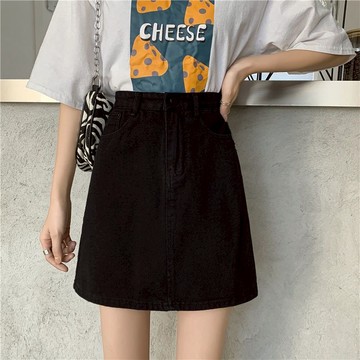【T-2】🖤S-5XL 高腰牛仔短裙 大尺碼短裙 半身裙 a字裙 大碼女裝 高腰牛仔裙