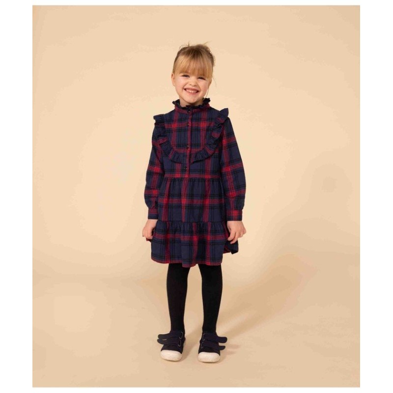 PETIT BATEAU PETIT チェックワンピース キッズ ネイビー 4才104cm