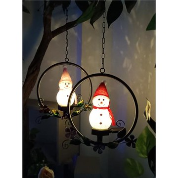 新款太陽能燈戶外草坪掛件景觀燈現代庭院圣誕雪人裝飾風鈴氛圍燈