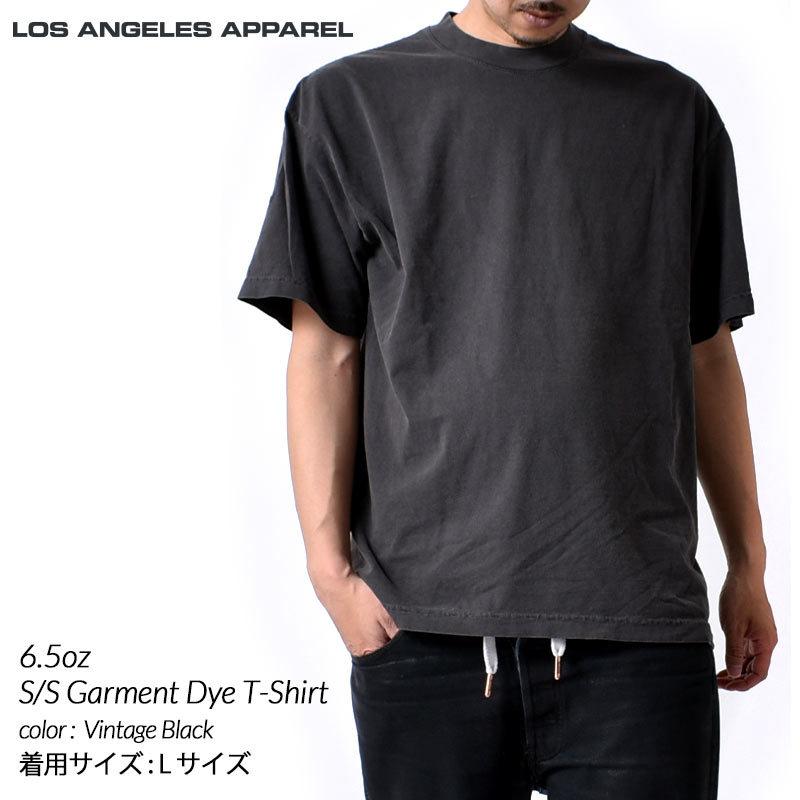 LOS ANGELES APPAREL 6.5oz GARMENT DYED CREW TEE-WHITE - トップス