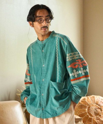 【熱門預購】男款吉爾吉斯游牧拼布刺繡燈芯絨襯衫(3色)ILL-4810