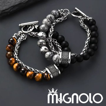 MIGNOLO｜地圖石手鍊 鈦鋼手鍊 粗手鍊 嘻哈手鍊 串珠手鍊 316L醫療鋼