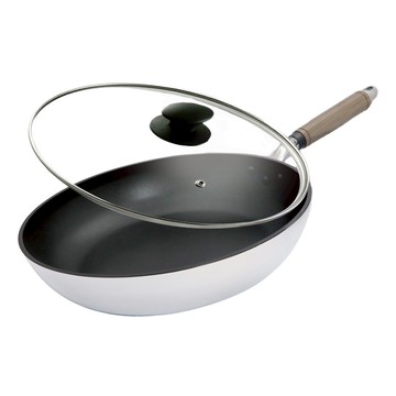 hokua 北陸 SenLenFan 洗鍊粉絲版輕量不沾平底鍋 日本製 附蓋 可用金屬鏟  30cm  1個