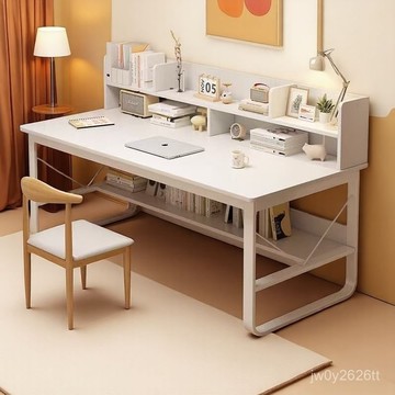 🔥下殺價+免運🔥學生寫字桌學習桌家用臺式電腦桌書桌書架一體臥室書桌辦公桌子電腦桌臺式家用鋼化玻璃書桌辦公桌簡約