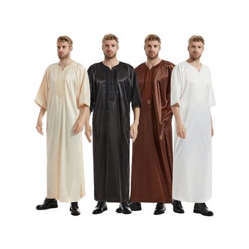 Muslim Moroccan Daffah Thobe Men Kaftan Robe Shirt Clothes