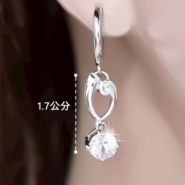 耳環一對 針式 夾式 耳針 彈簧耳夾 柔美WAVE 迷你垂墜吊墜鋯石 小性感必備 高級爪鑲 水晶鑽 e118c