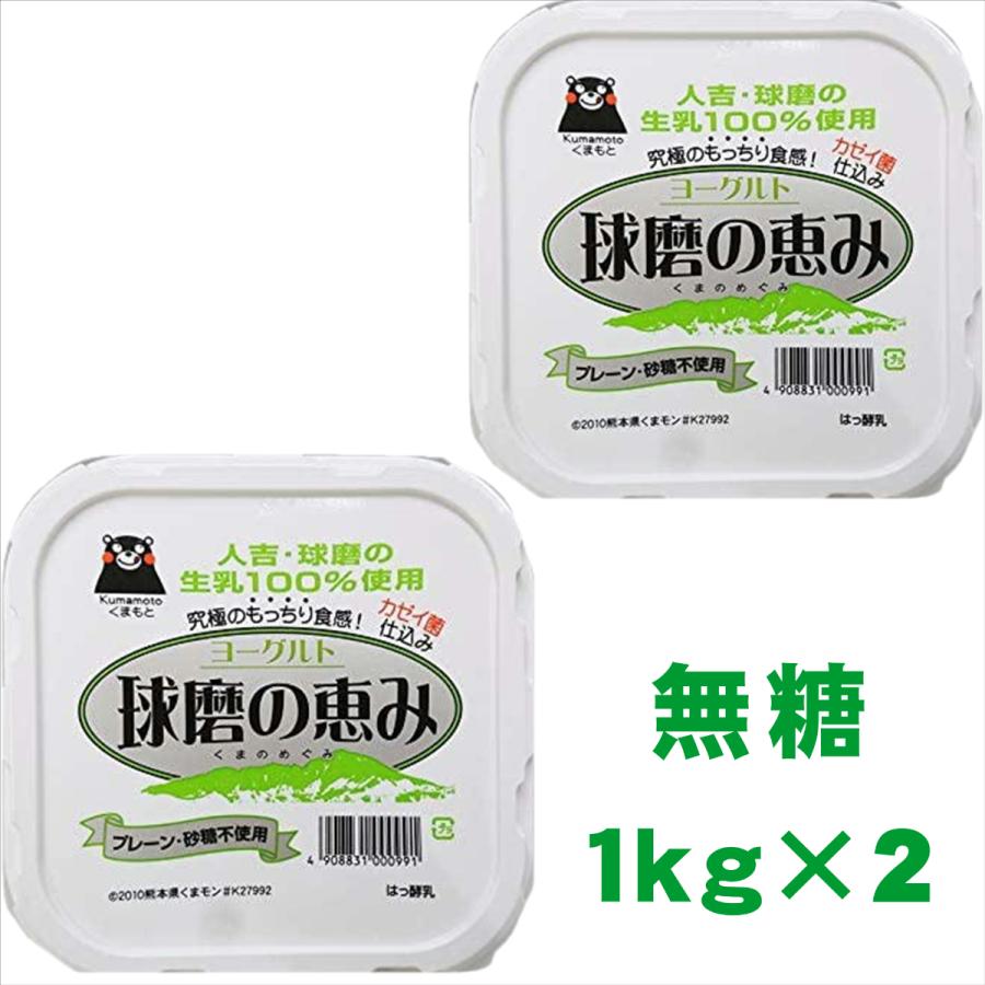 球磨酪農　球磨の恵ヨーグルト無糖　１ｋ×2個　送料無料　無糖ヨーグルト　人吉　人吉球磨　砂糖不使用