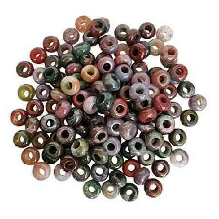 Loveliome 20 Pcs Large Hole Loose Stone Rondelle Indian Agate Beads for Crystals and Healing Stones Jewelry Makings