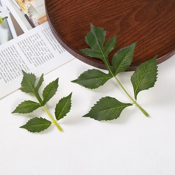 仿真樹葉 假樹葉 仿真大麗花葉綠植大理花葉酒店植物牆配件絲印五叉葉假花製作材料