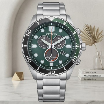 CITIZEN星辰 Chronograph系列 光動能 時尚計時腕錶 43mm / AT2561-81X