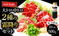 国産 熊本馬刺し 2種の霜降り 贅沢食べ比べセット 合計500g 大トロ 中トロ 馬肉