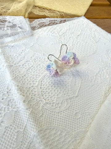 粉彩繡球花耳環 | 日本蕾絲線 | 夢幻粉色 | 原創手作