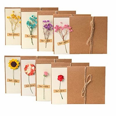メッセージカード レターセット ミニ8枚+花束8枚付き 便箋 手紙セット おしゃれ かわいい 手作り造花 はがき 祝日 お祝い 挨拶 結婚式