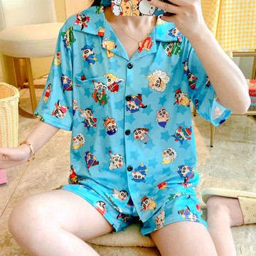 卡通蠟筆小新睡衣女款夏季短袖短褲可愛甜美學生可外穿日系家居服